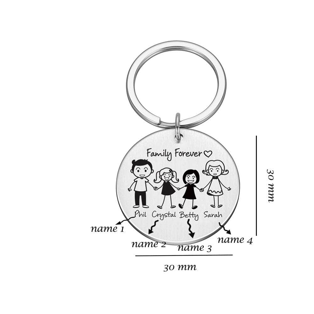 jewelaus Keychain Custom Round Family Keychain