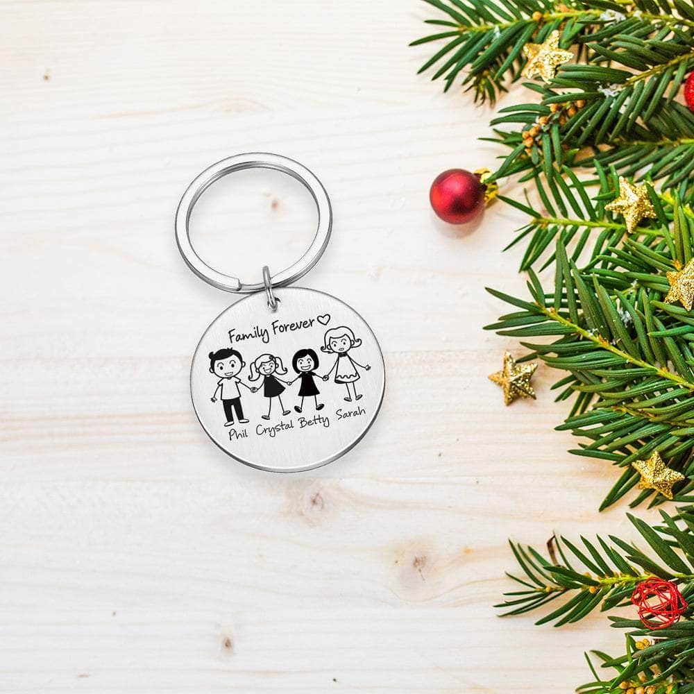 jewelaus Keychain Custom Round Family Keychain