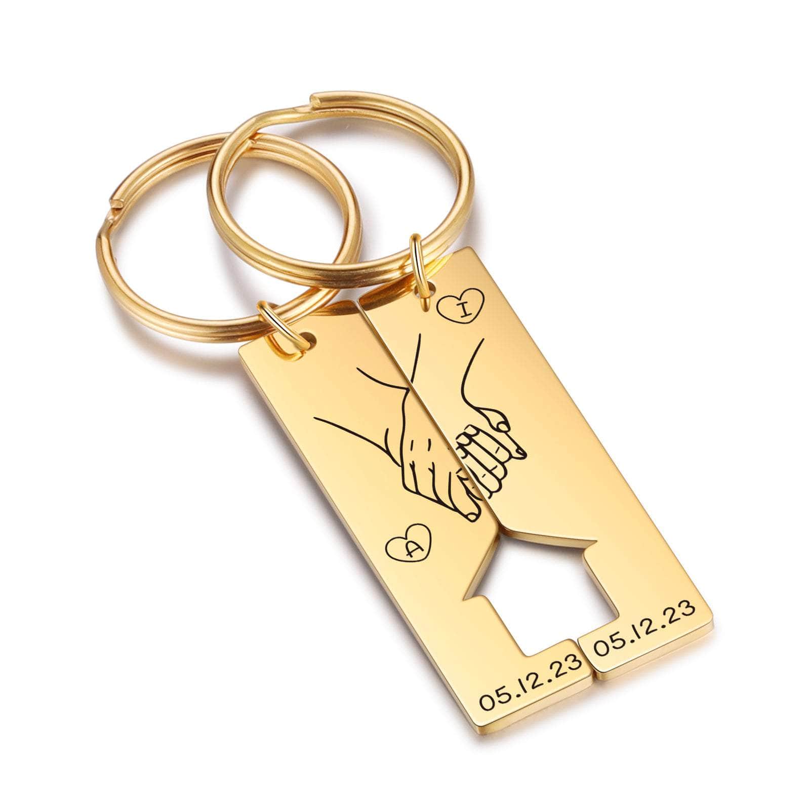 jewelaus Keychain Gold Plated Stainless Steel Couple Keychain