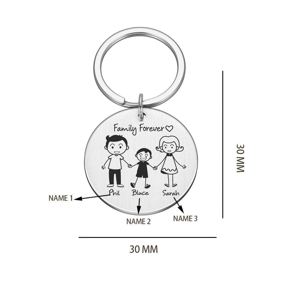 jewelaus Keychain Parents and Boy Custom Round Family Keychain