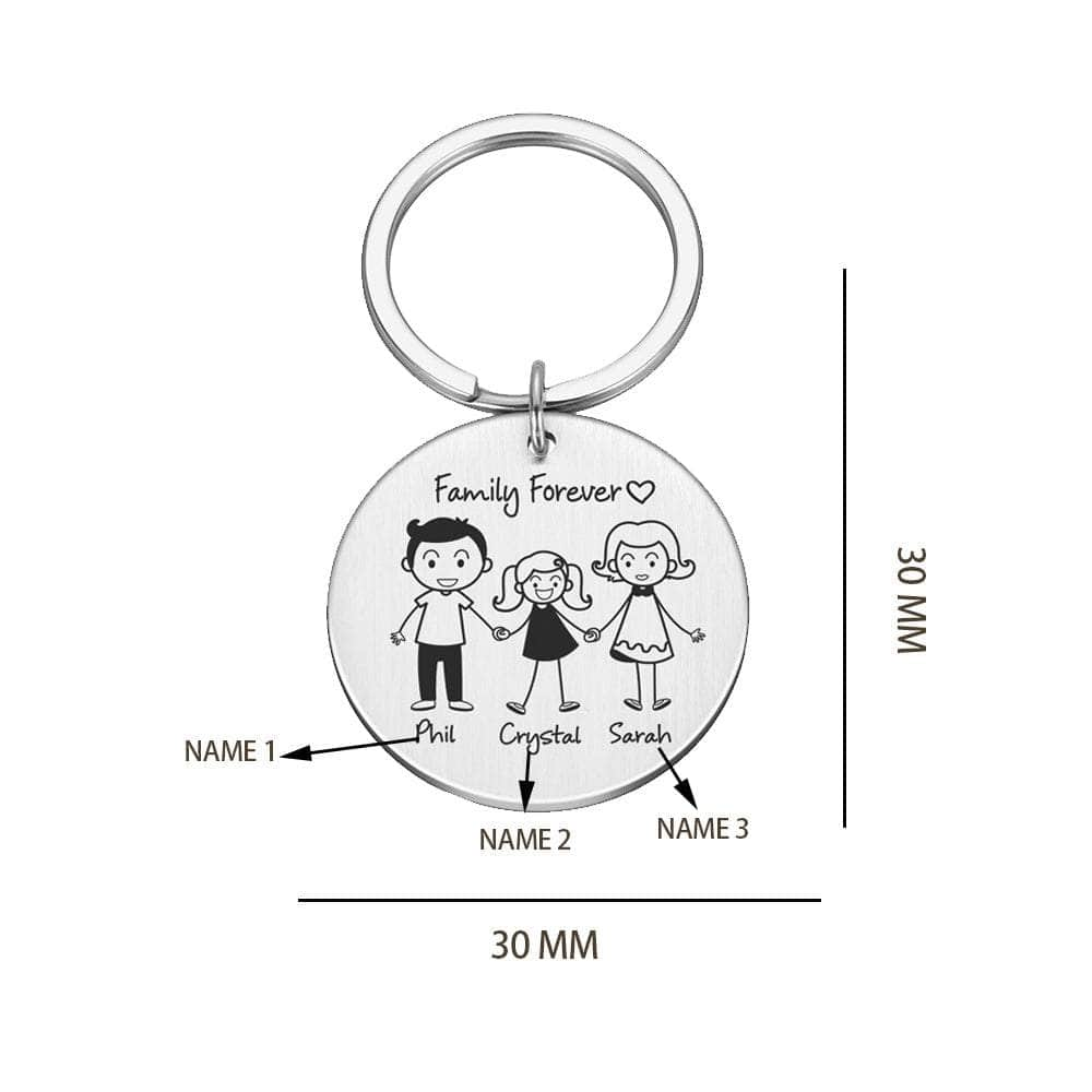 jewelaus Keychain Parents and Gril Custom Round Family Keychain