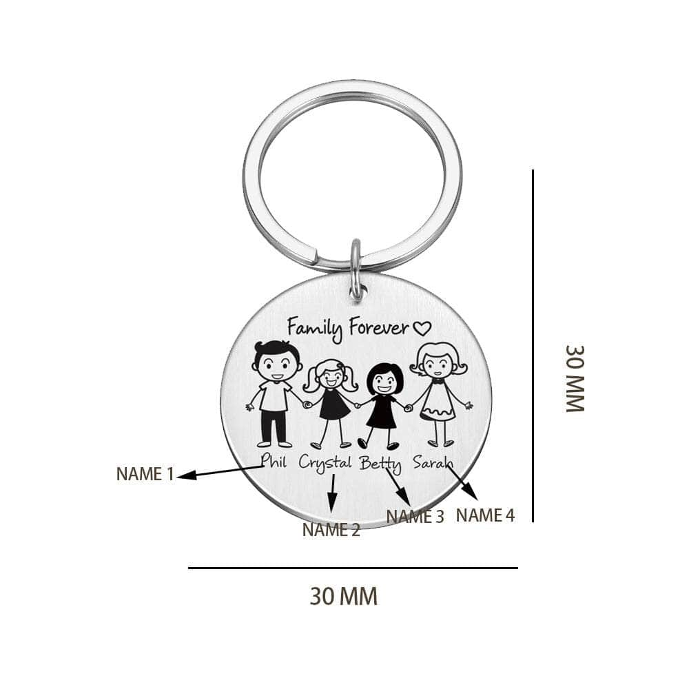 jewelaus Keychain Parents Gril and Boy Custom Round Family Keychain