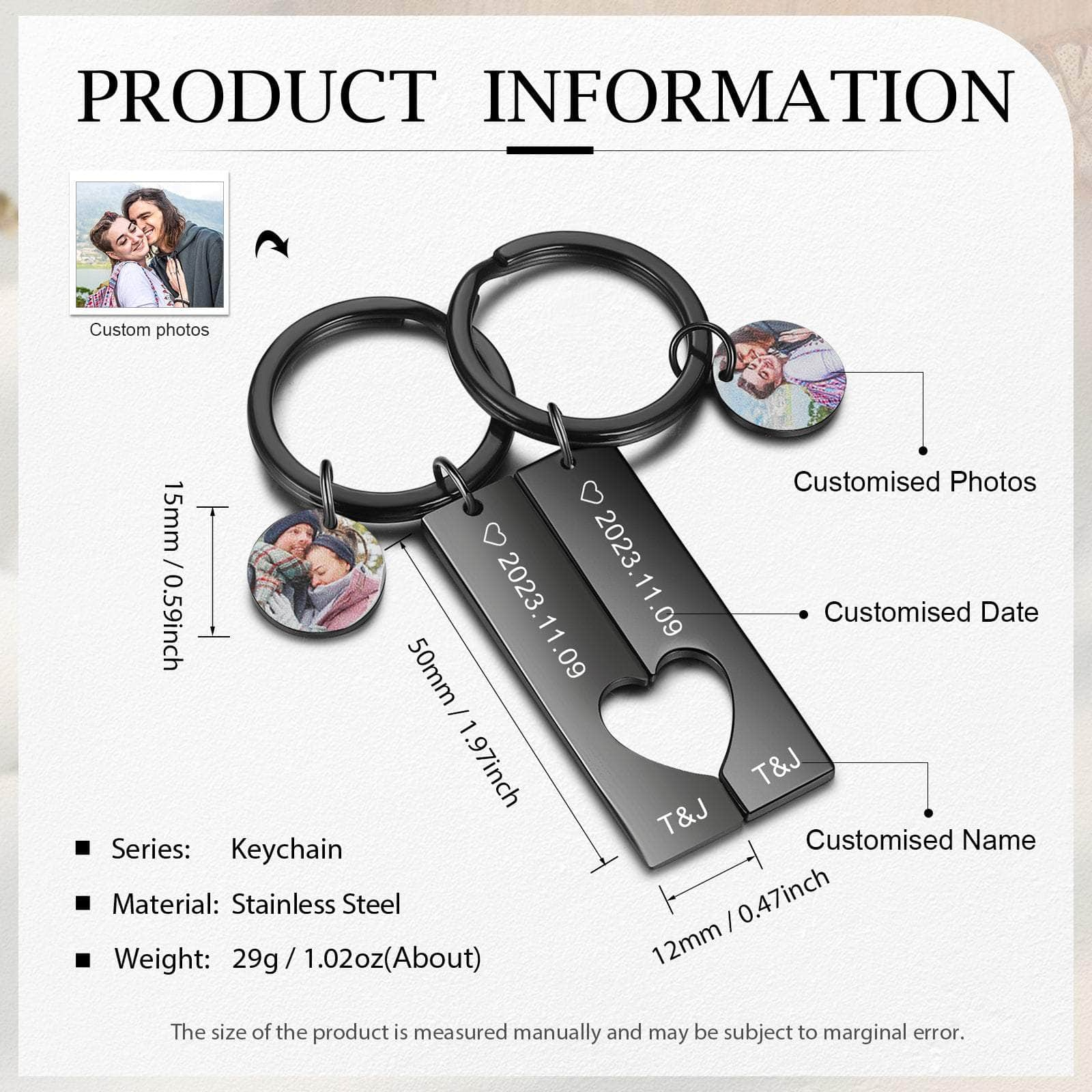 jewelaus Keychain Photo Couple Keychain