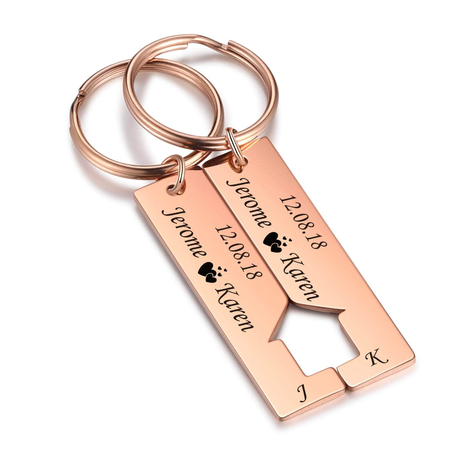 jewelaus Keychain Rose Gold Plated Stainless Steel Couple Keychain