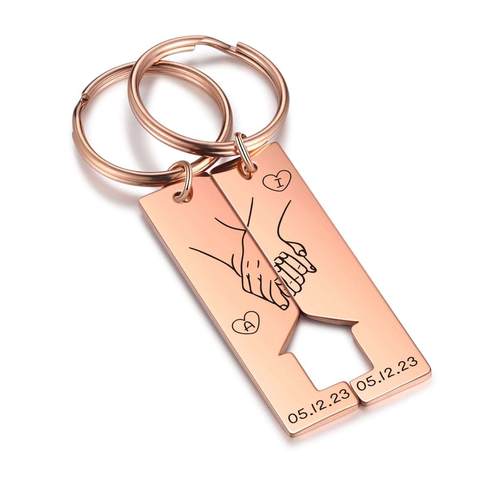 jewelaus Keychain Rose Gold Plated Stainless Steel Couple Keychain