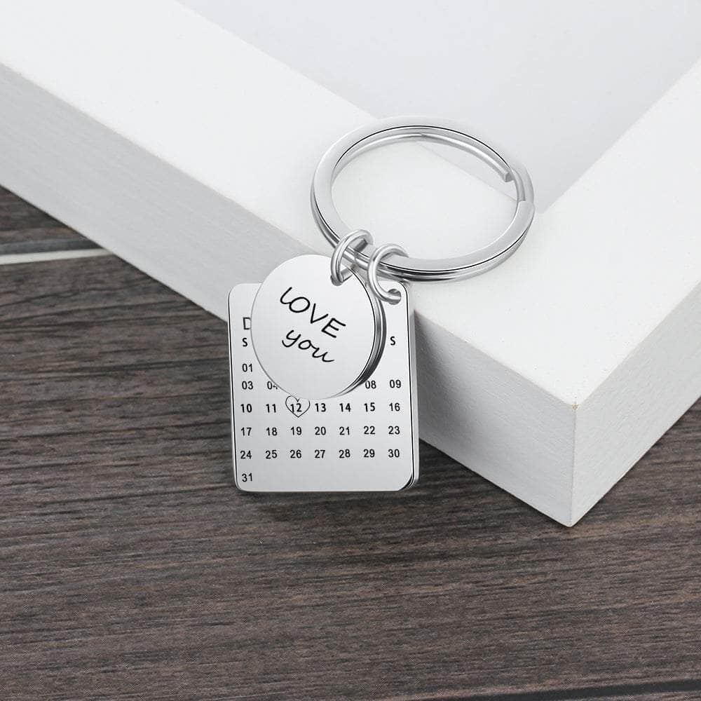 jewelaus Keychain Stainless Steel Custom Name Calendar Keychain