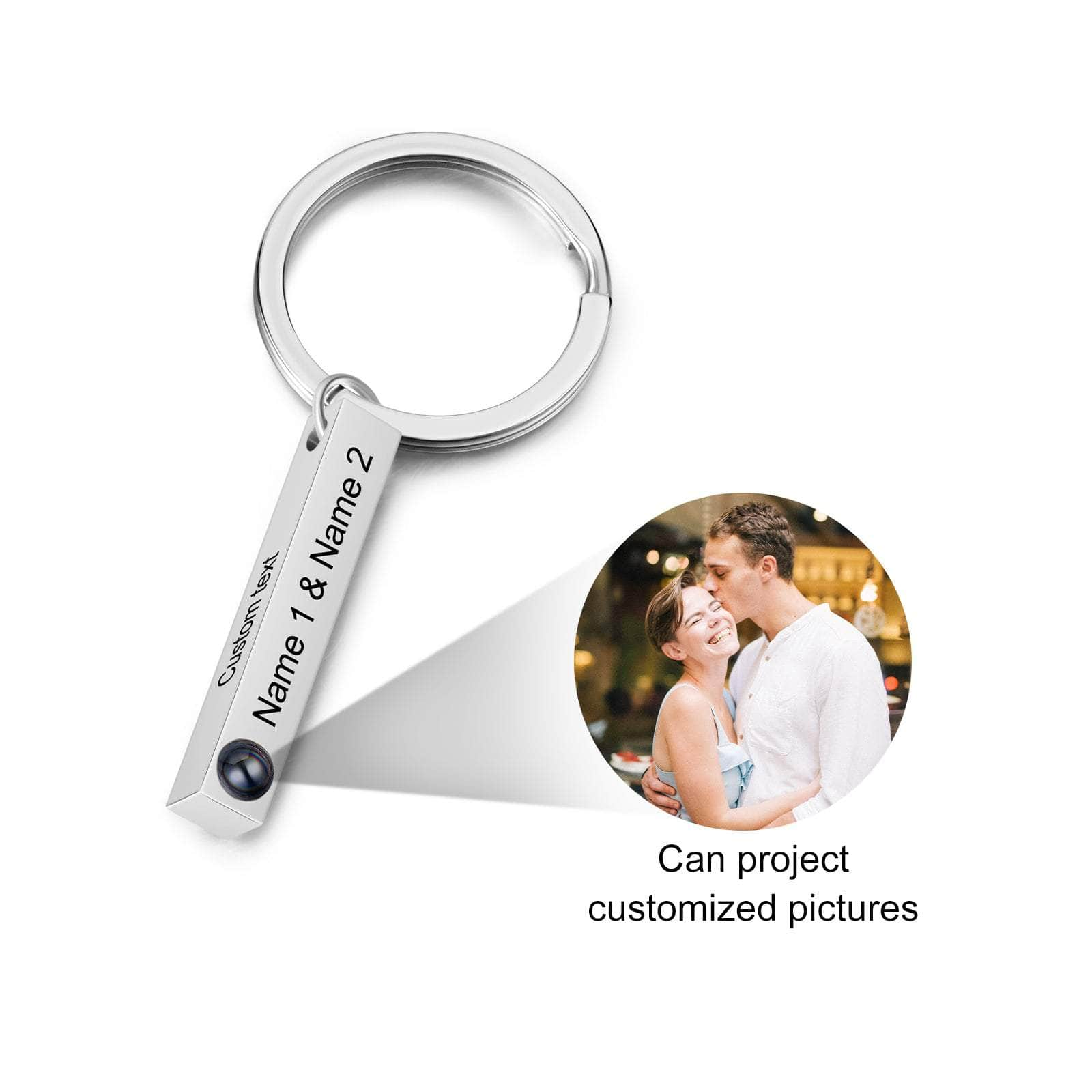 jewelaus Keychain Stainless Steel Custom Photo Projection Keychain