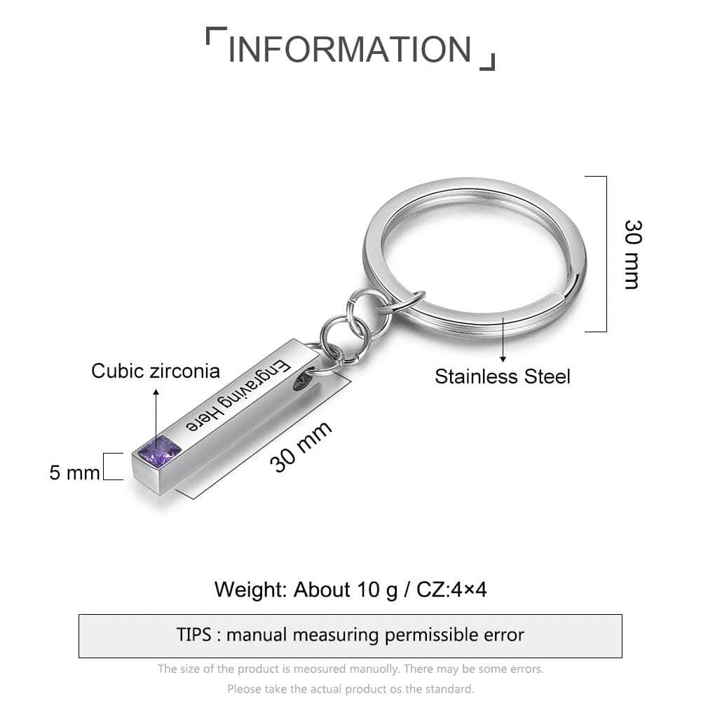 jewelaus Keychain Stainless Steel Stainless Steel Bar Keychain