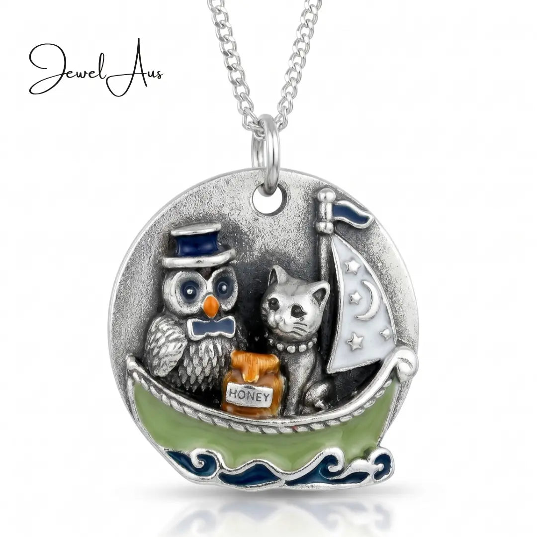 jewelaus necklace 3D Sterling Silver Owl and Pussycat Pendant