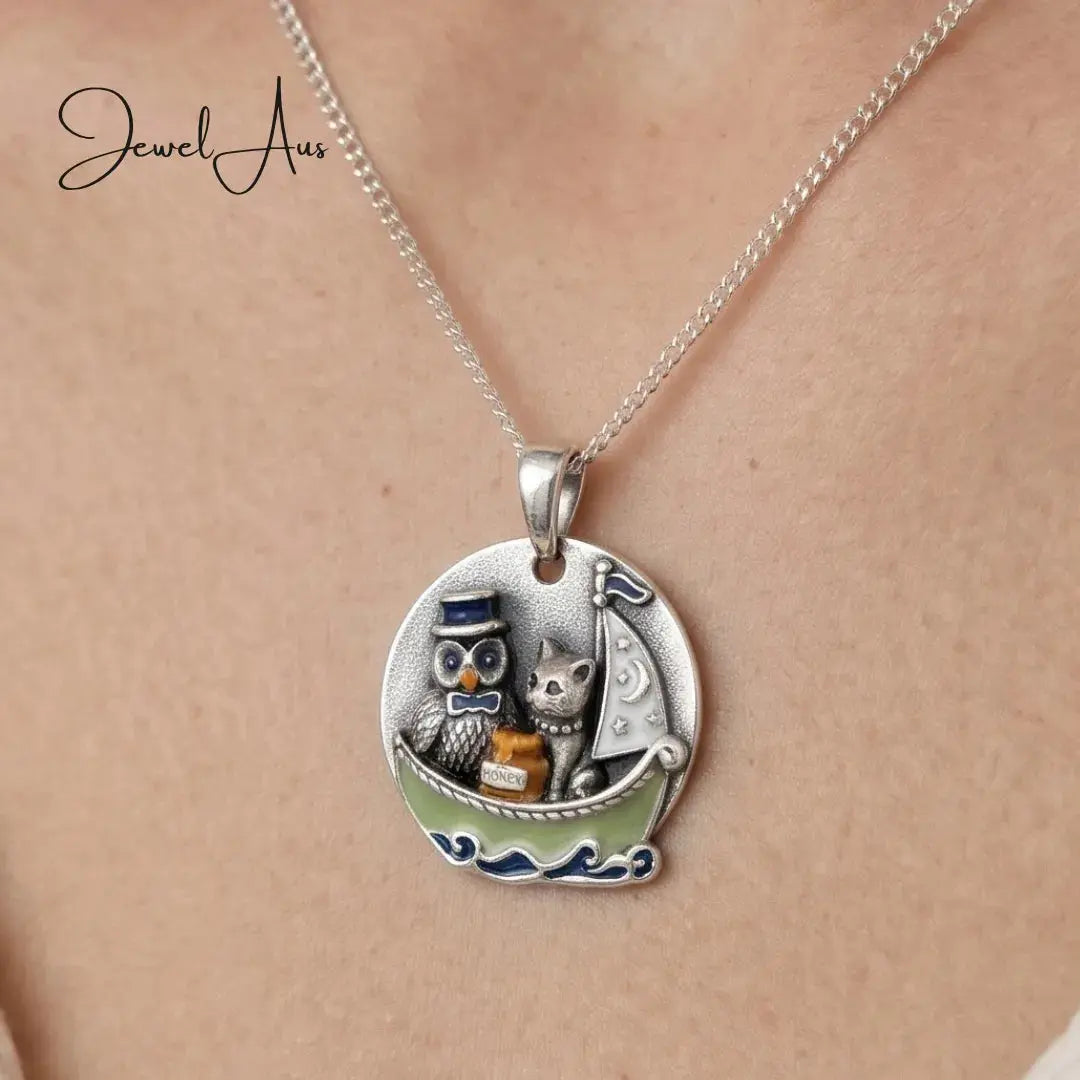 jewelaus necklace 3D Sterling Silver Owl and Pussycat Pendant