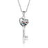 jewelaus Necklace 925 Heart Key Necklace with Birthstones