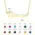 jewelaus Necklace 925 Sterling Silver / Gold Plated Birthstone & Engraved Name Necklace