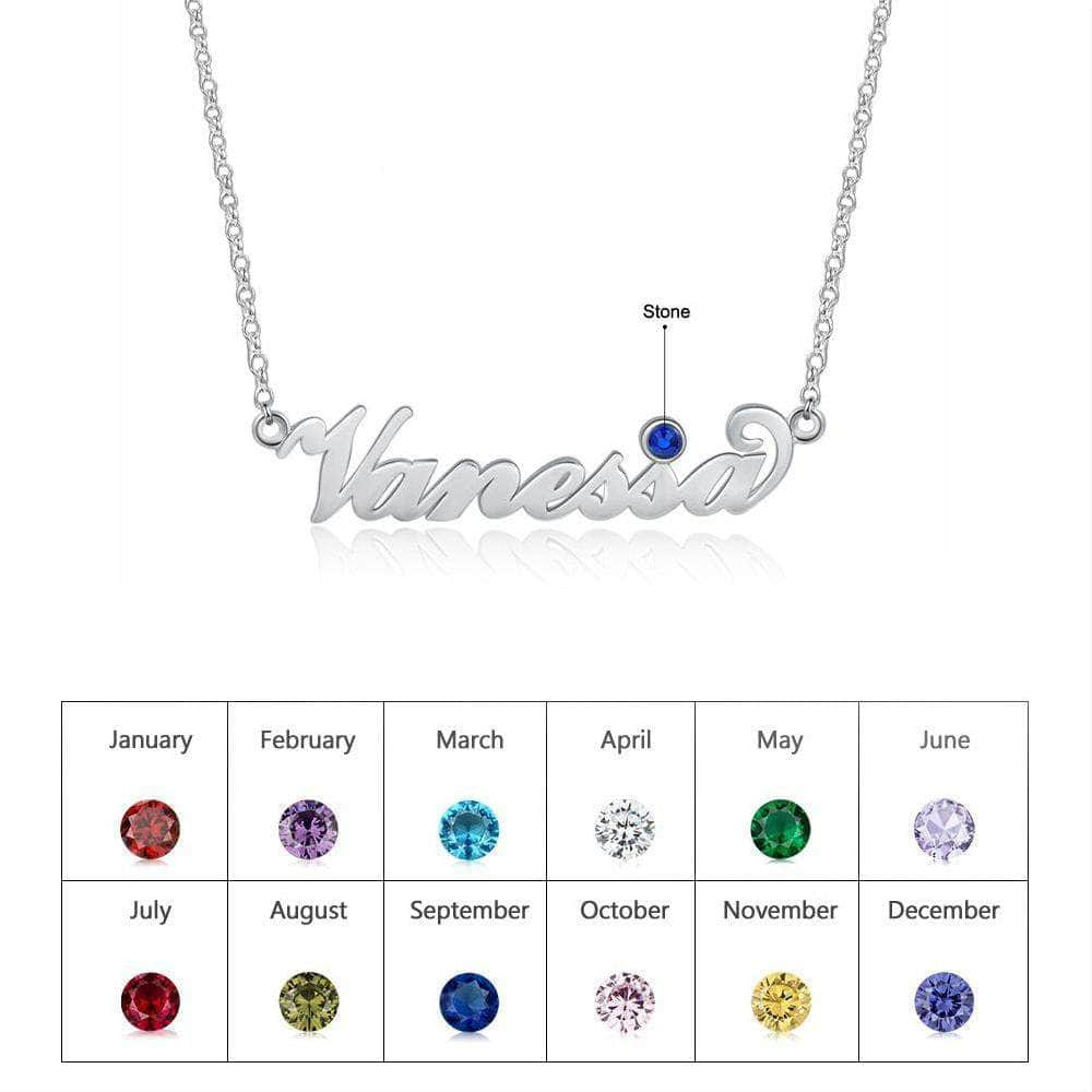 jewelaus Necklace Custom Birthstone Name Necklace