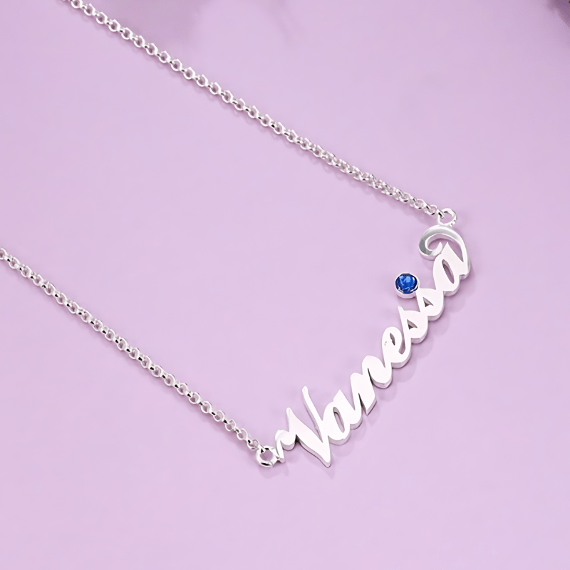 jewelaus Necklace Custom Birthstone Name Necklace