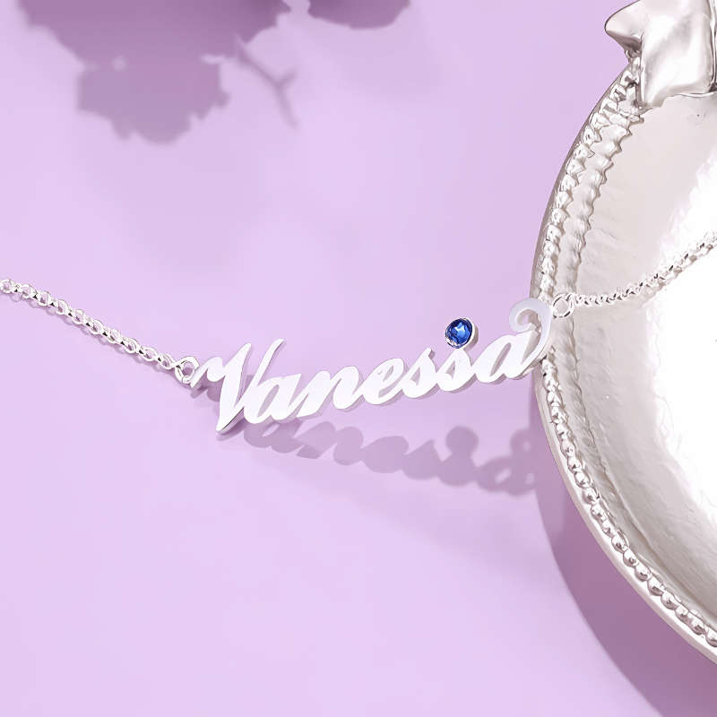 jewelaus Necklace Custom Birthstone Name Necklace