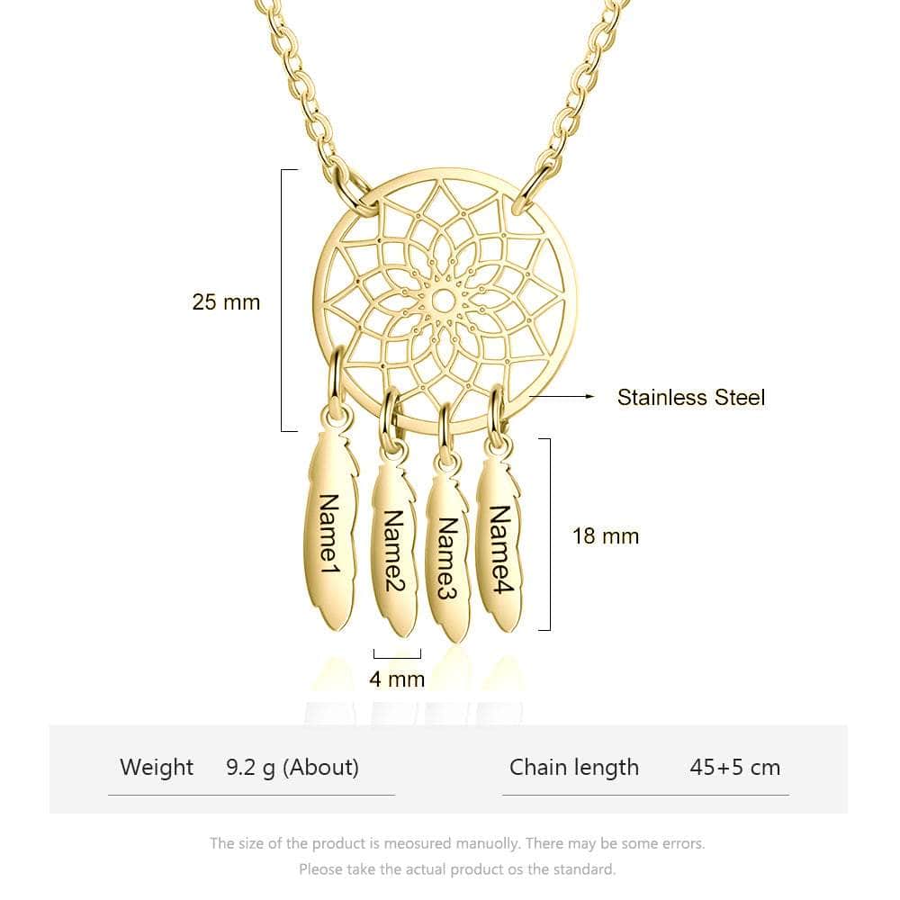 jewelaus Necklace Gold Plated / 4 Dream Catcher Stainless Steel Necklace