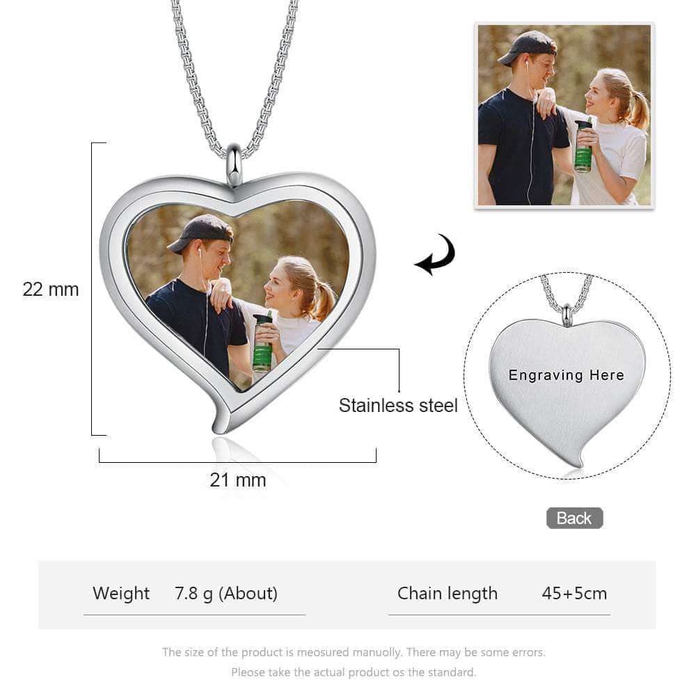 jewelaus Necklace Heart Shape Photo Necklace