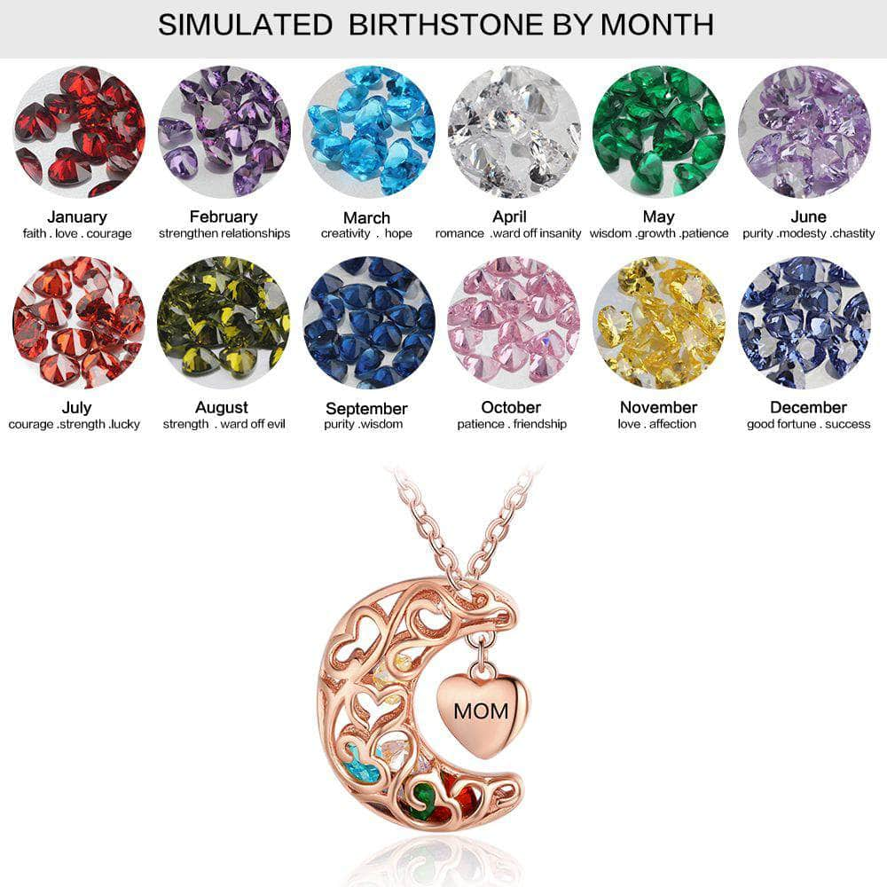 jewelaus Necklace Rose Gold Plated Sterling Silver Birthstones Cage Necklace