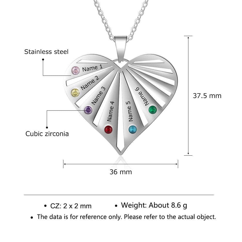 jewelaus Necklace Six Birthstone Heart Necklaces