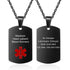 jewelaus Necklace Stainless Steel Chain / Black Stainless Steel Medical Alert Necklace