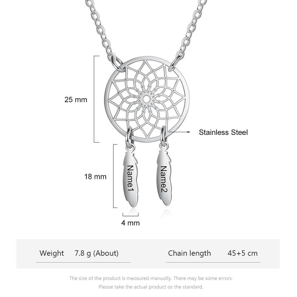jewelaus Necklace White Gold Plated / 2 Dream Catcher Stainless Steel Necklace