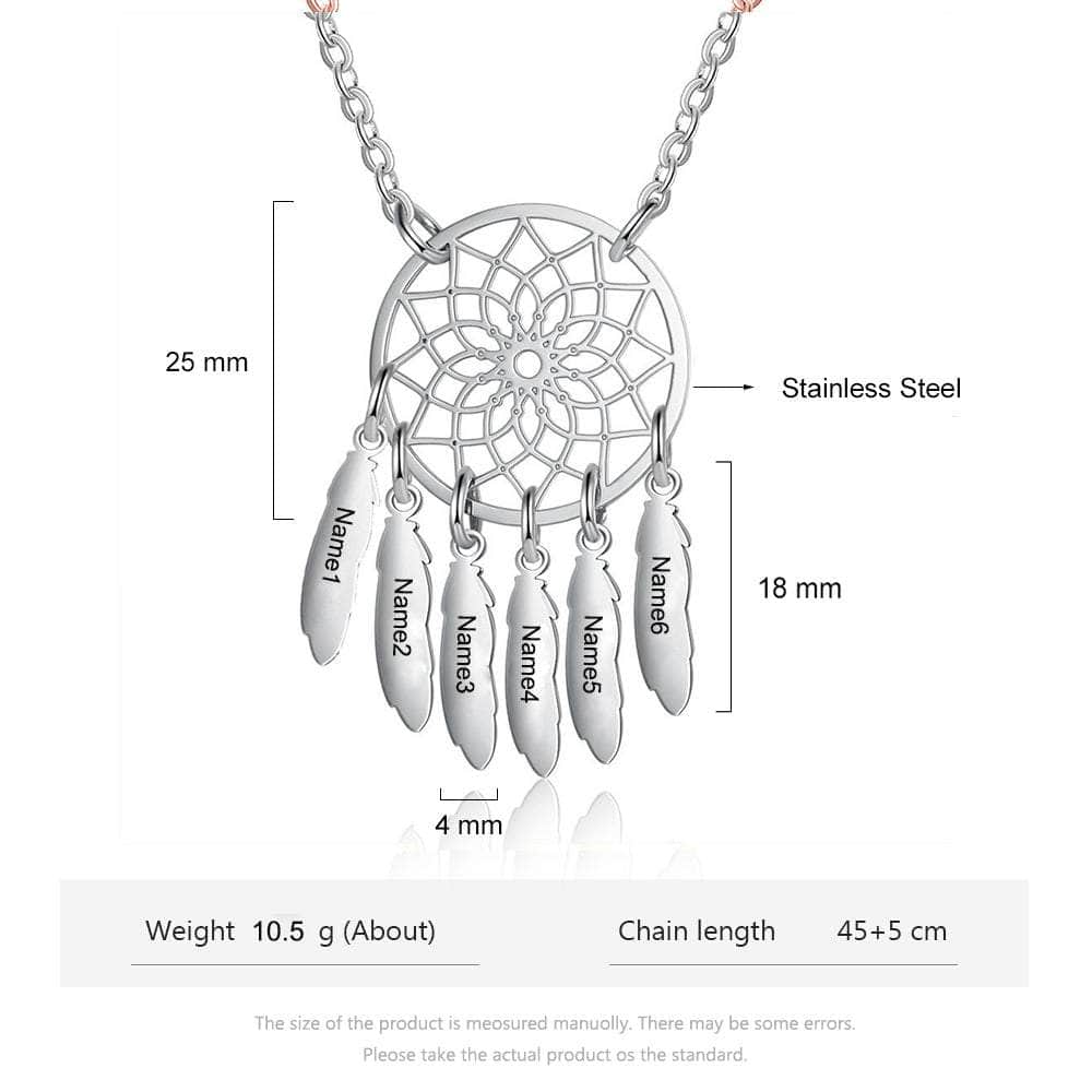 jewelaus Necklace White Gold Plated / 6 Dream Catcher Stainless Steel Necklace