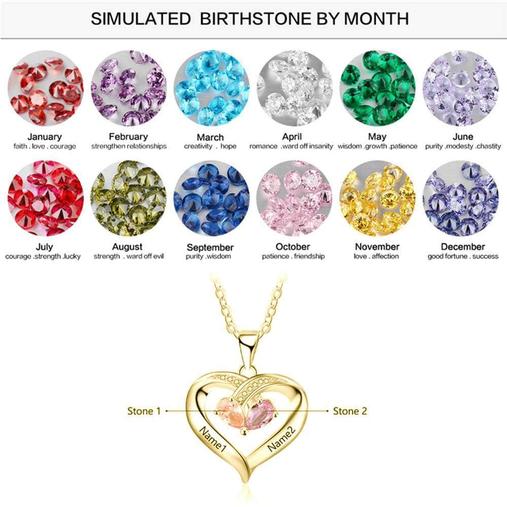 jewelaus Necklaces Gold Plated Sterling Silver Two Birthstone Necklace