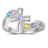 jewelaus Ring Silver Cross Name Birthstone Ring