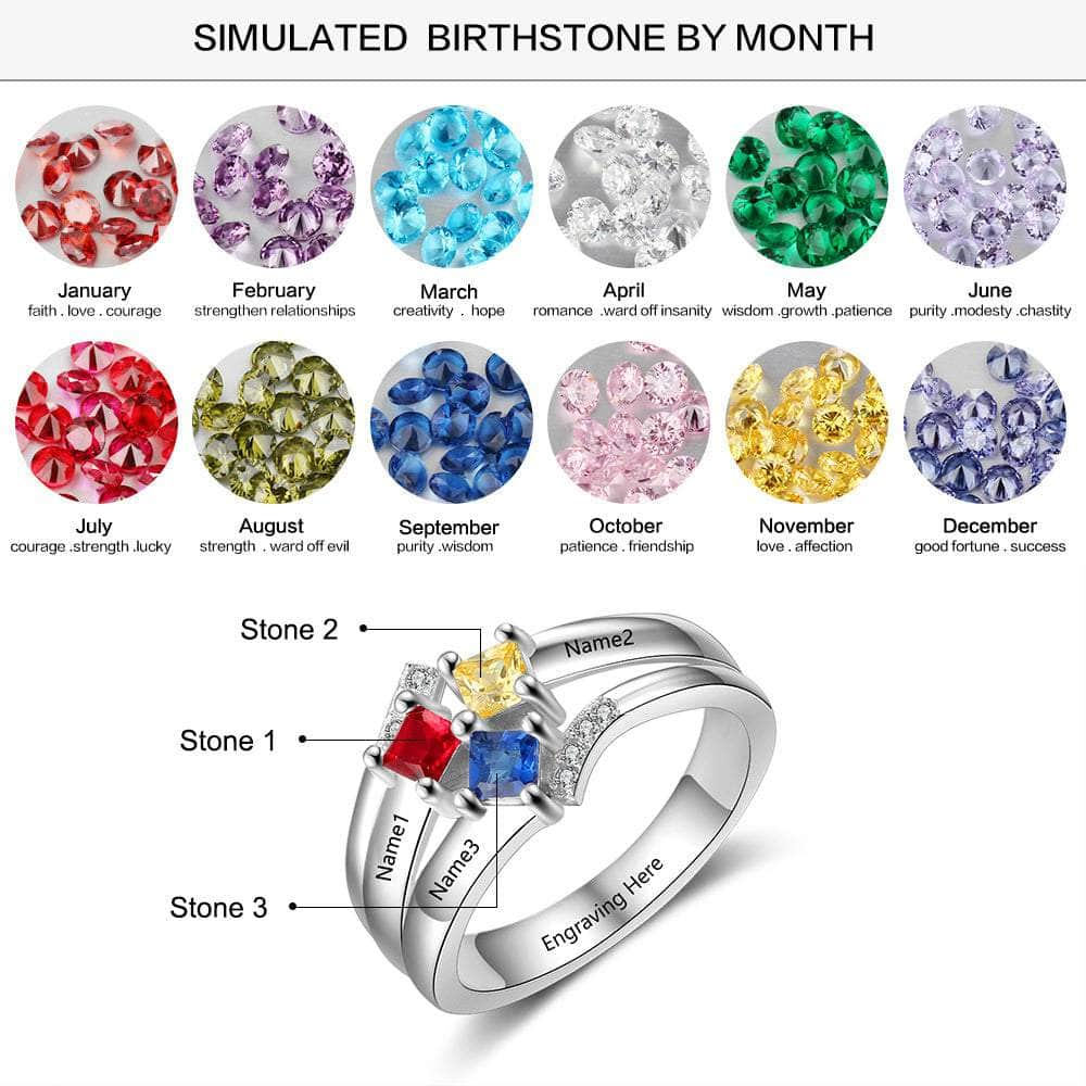 jewelaus Rings 10 925 Sterling Silver Birthstones Ring