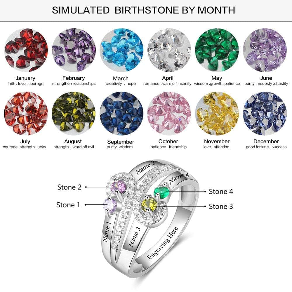 jewelaus Rings 6 925 Sterling Silver Birthstone Ring