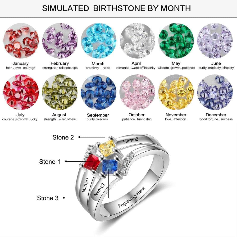 jewelaus Rings 6 925 Sterling Silver Birthstones Ring