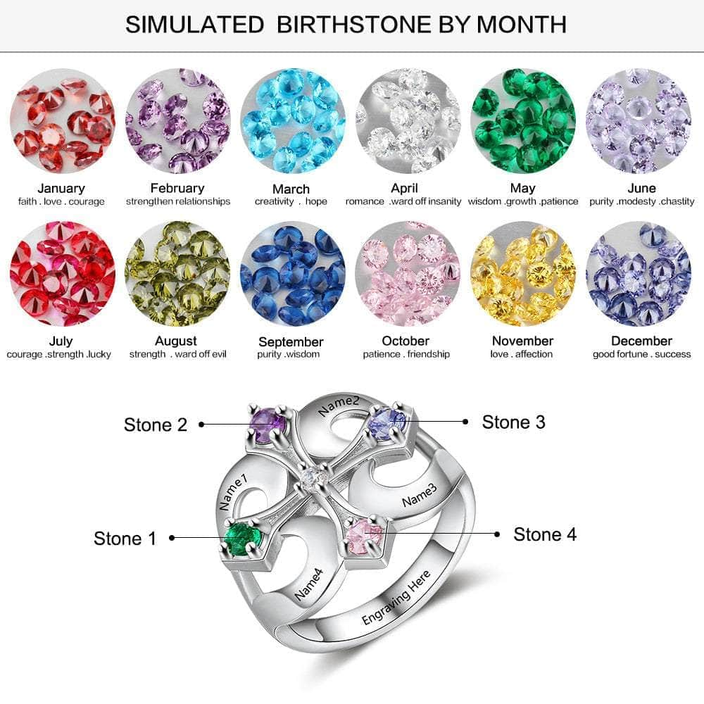 jewelaus Rings 6 Birthstone Cross Rings