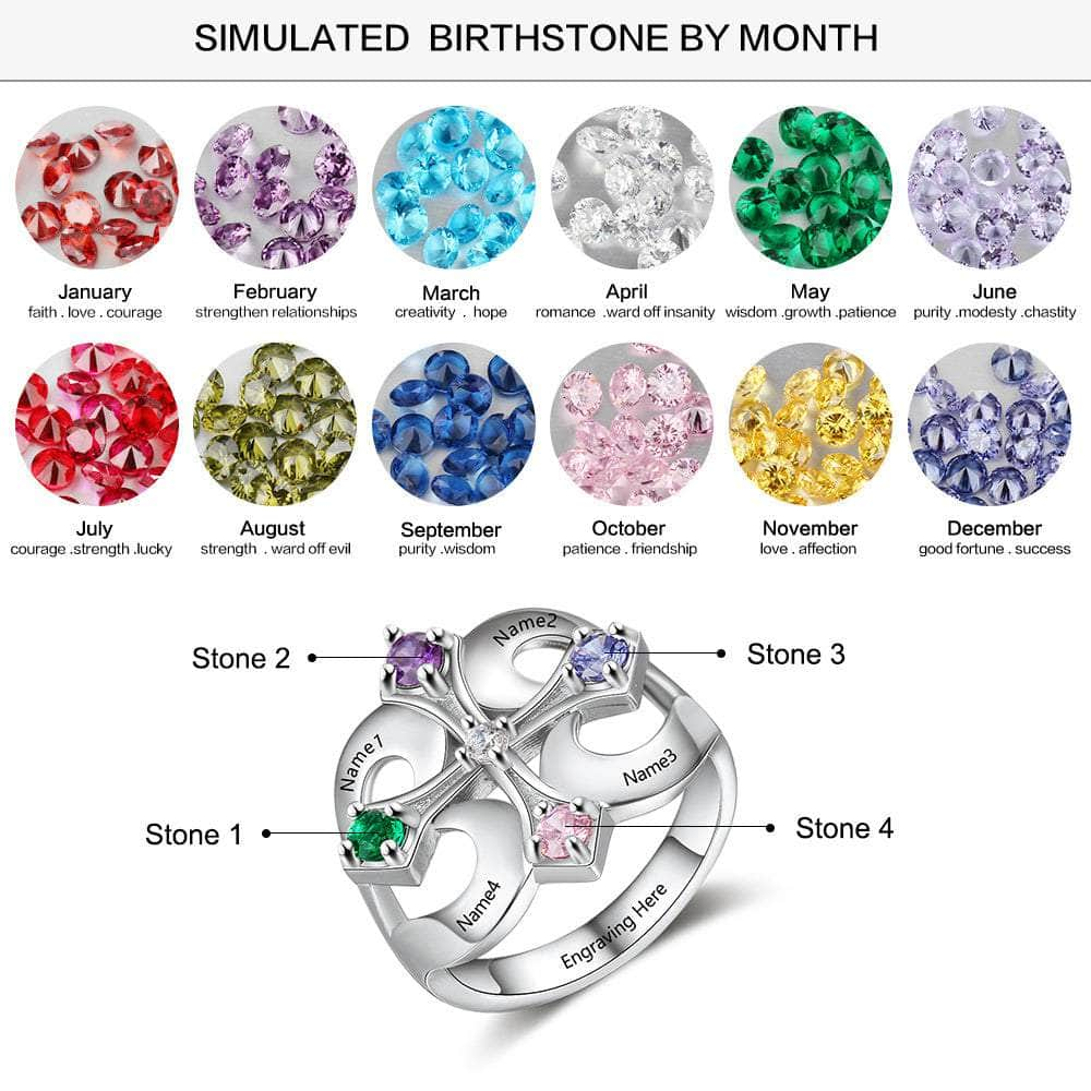 jewelaus Rings 7 Birthstone Cross Rings