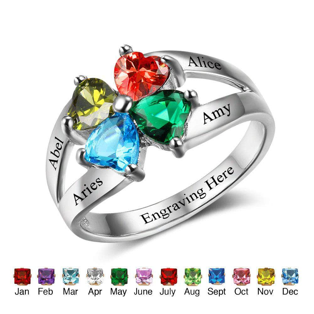 jewelaus Rings 925 Sterling Silver Birthstone Ring