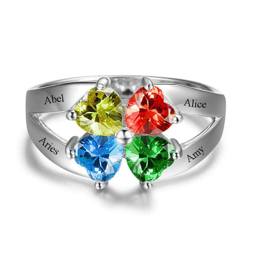 jewelaus Rings 925 Sterling Silver Birthstone Ring