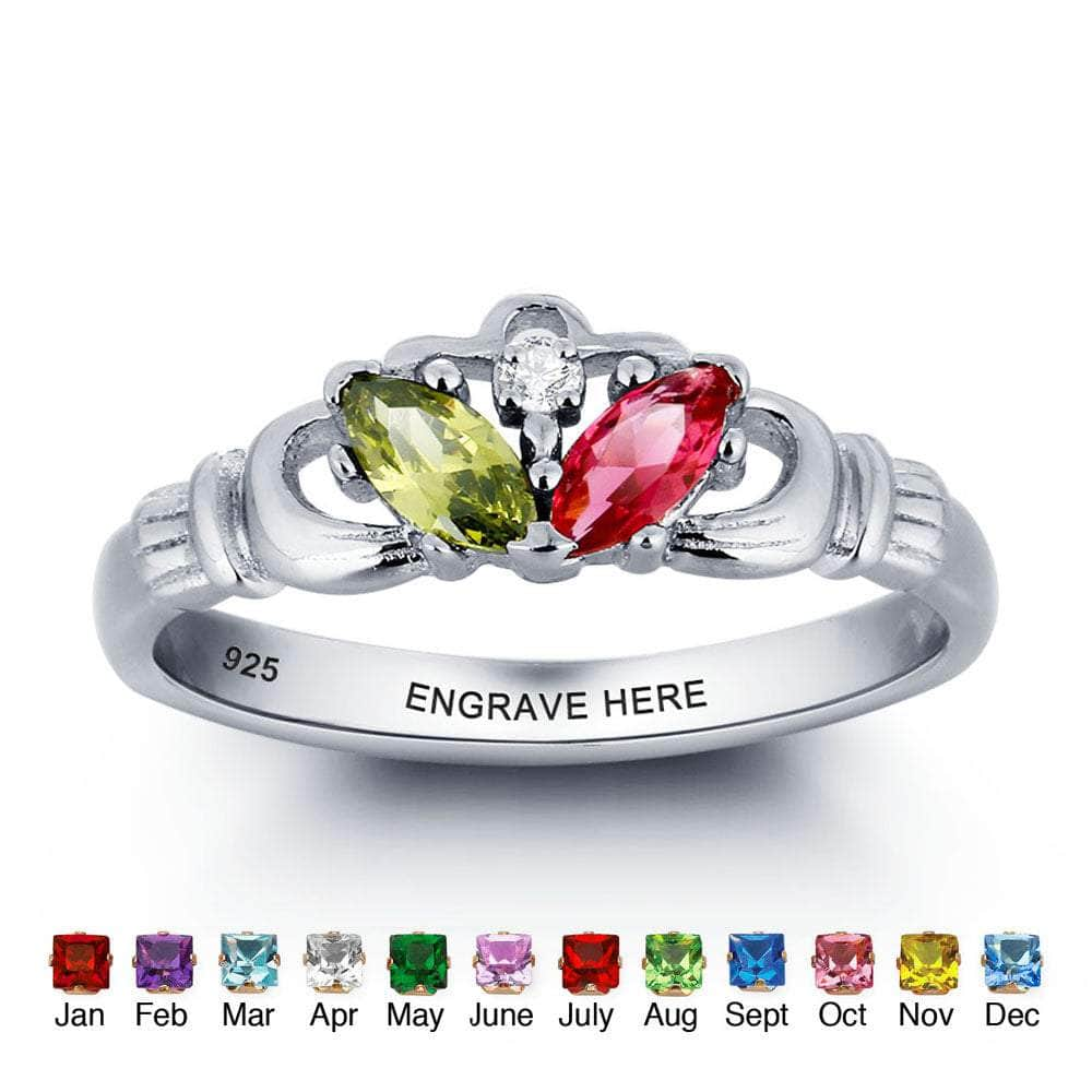 jewelaus Rings 925 Sterling Silver Birthstone Ring