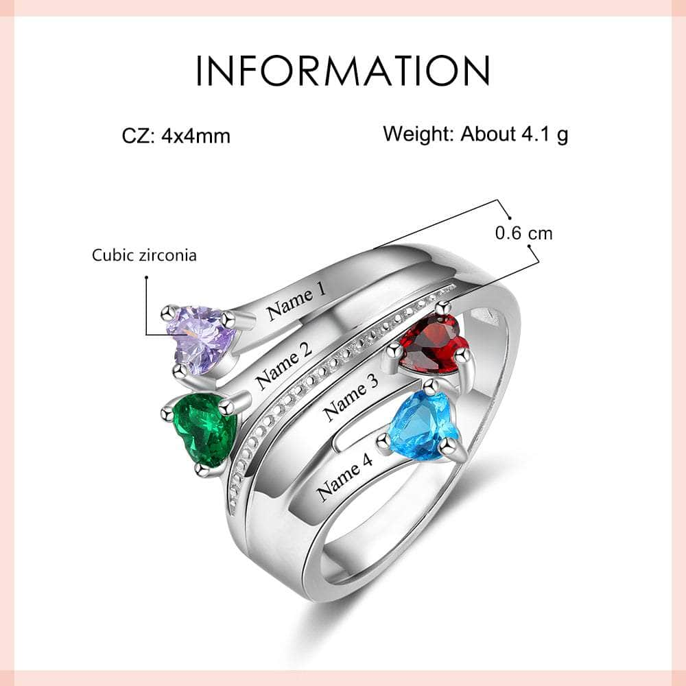 jewelaus Rings 925 Sterling Silver Birthstone Ring