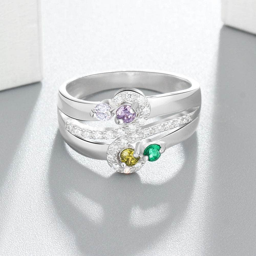 jewelaus Rings 925 Sterling Silver Birthstone Ring