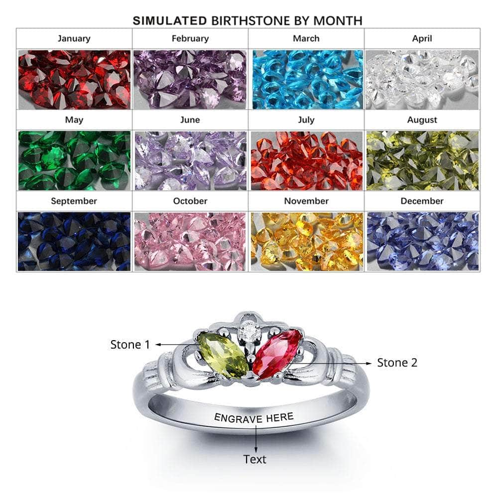 jewelaus Rings 925 Sterling Silver Birthstone Ring