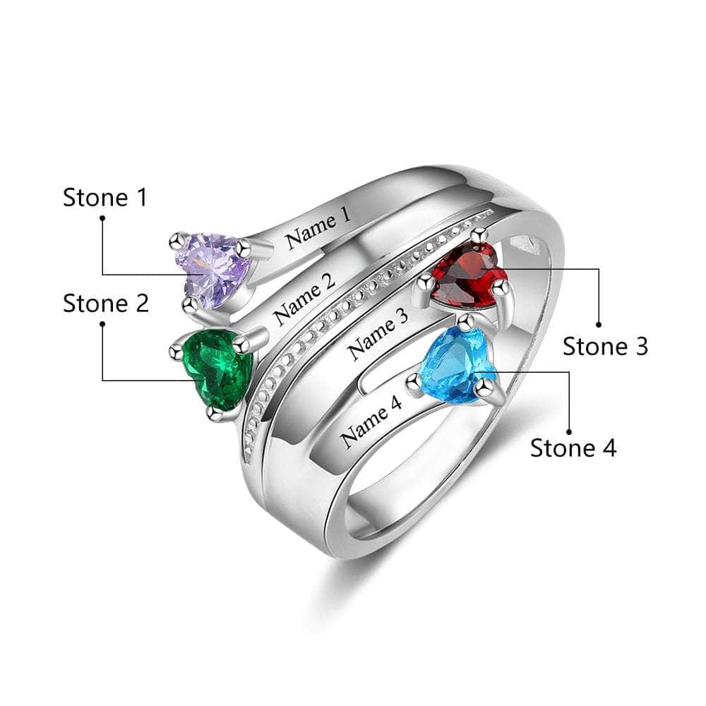 jewelaus Rings 925 Sterling Silver Birthstone Ring