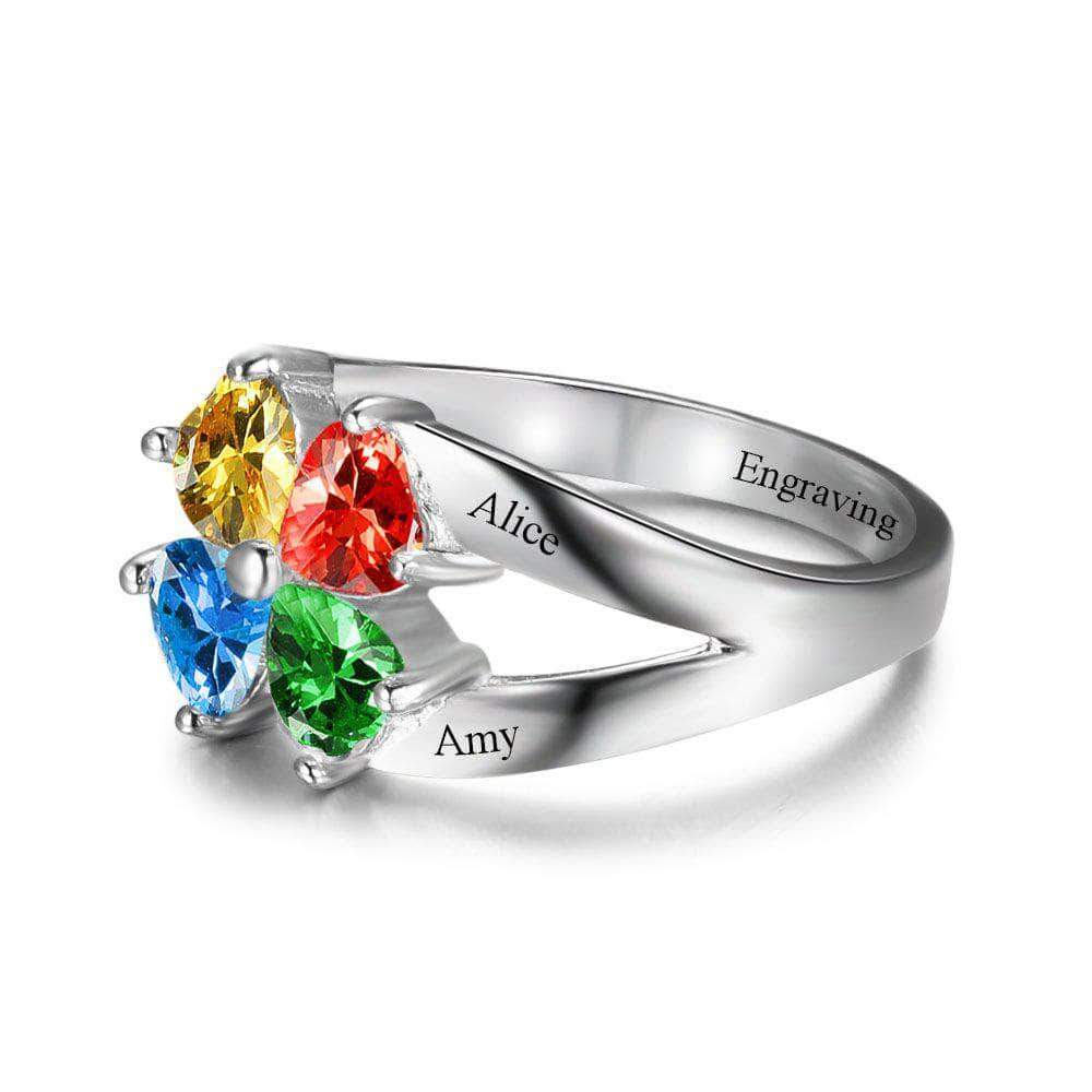 jewelaus Rings 925 Sterling Silver Birthstone Ring