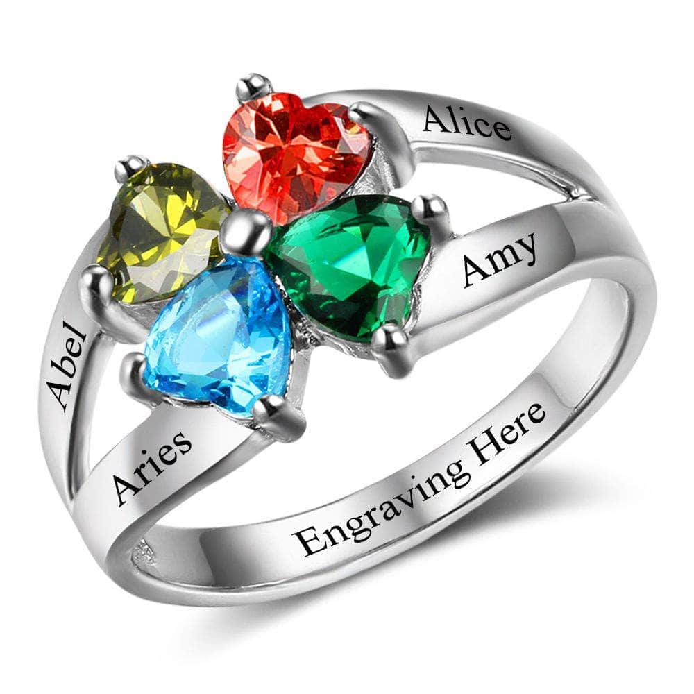 jewelaus Rings 925 Sterling Silver Birthstone Ring