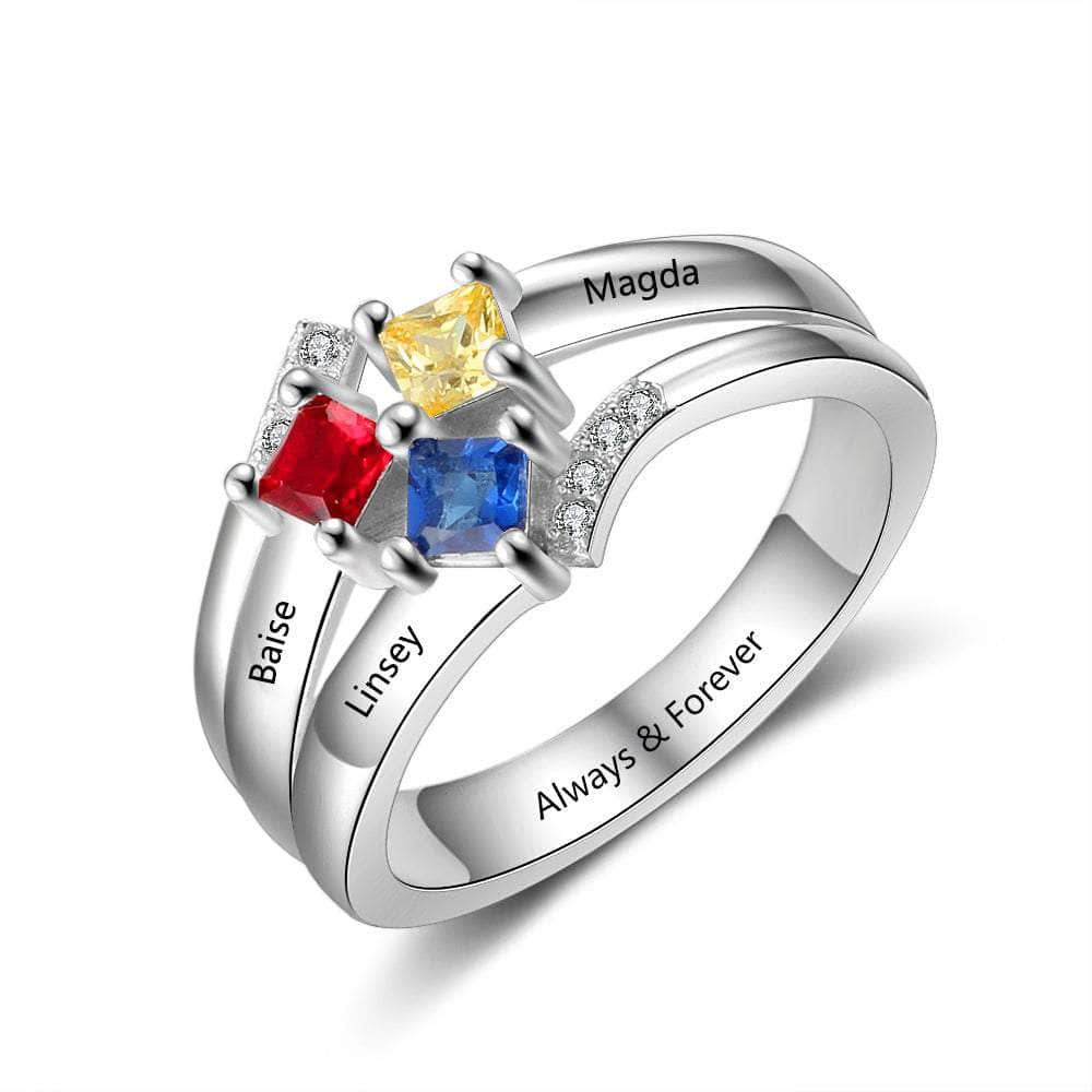 jewelaus Rings 925 Sterling Silver Birthstones Ring