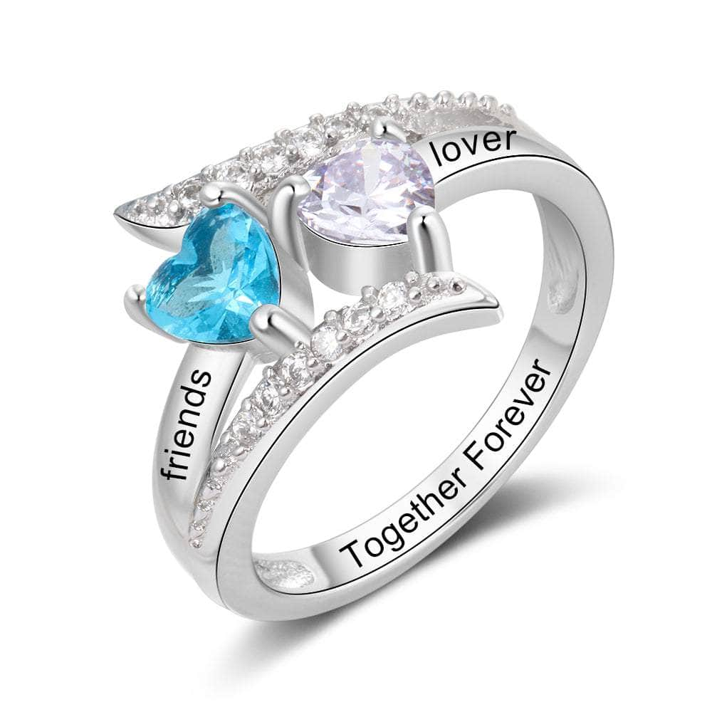 jewelaus Rings 925 Sterling Silver Heart Birthstone Ring