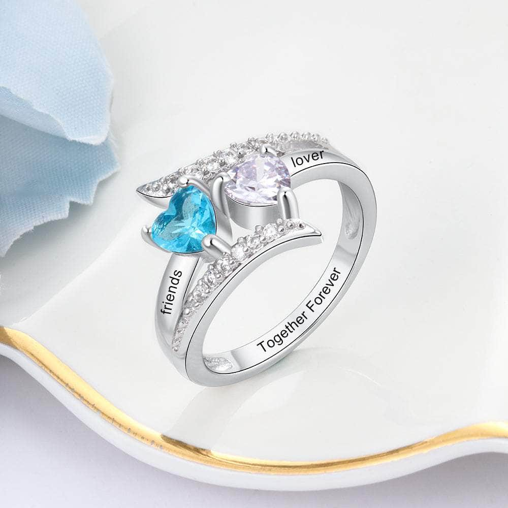 jewelaus Rings 925 Sterling Silver Heart Birthstone Ring