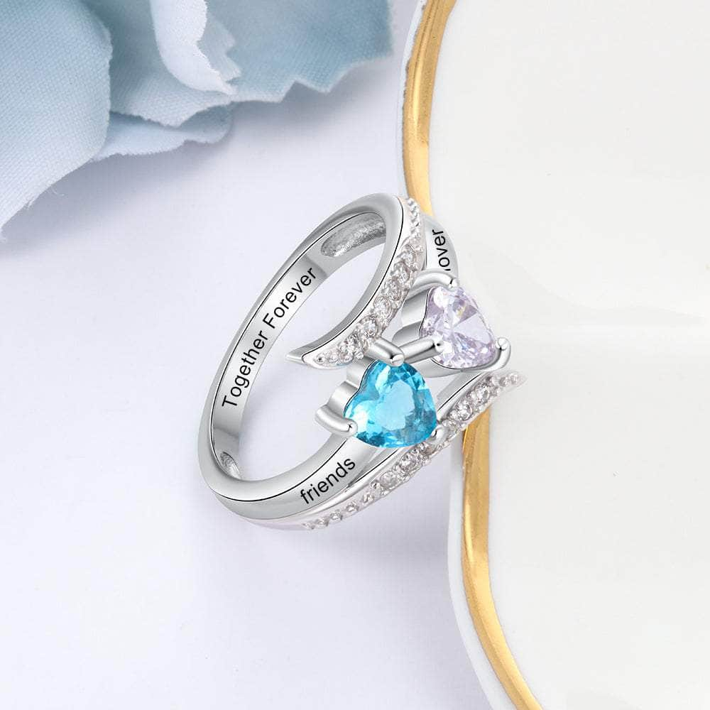 jewelaus Rings 925 Sterling Silver Heart Birthstone Ring