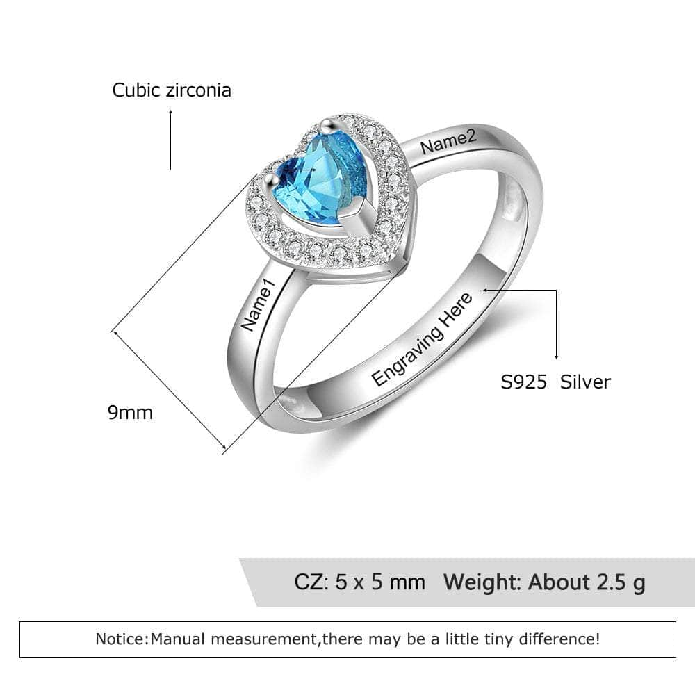 jewelaus Rings 925 Sterling Silver Heart CZ Ring