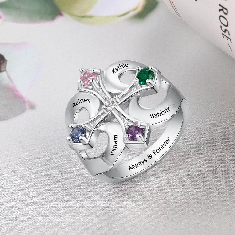 jewelaus Rings Birthstone Cross Rings