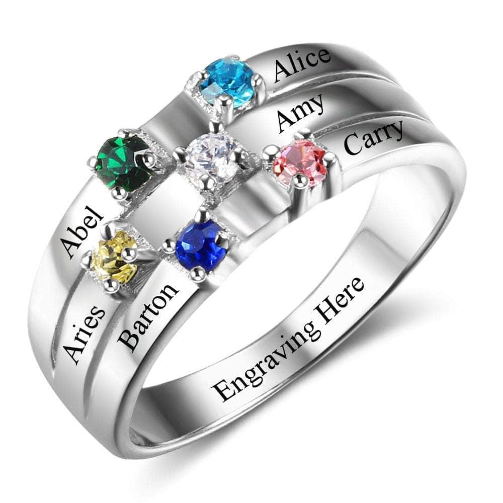 jewelaus Rings Birthstone Rings with Names