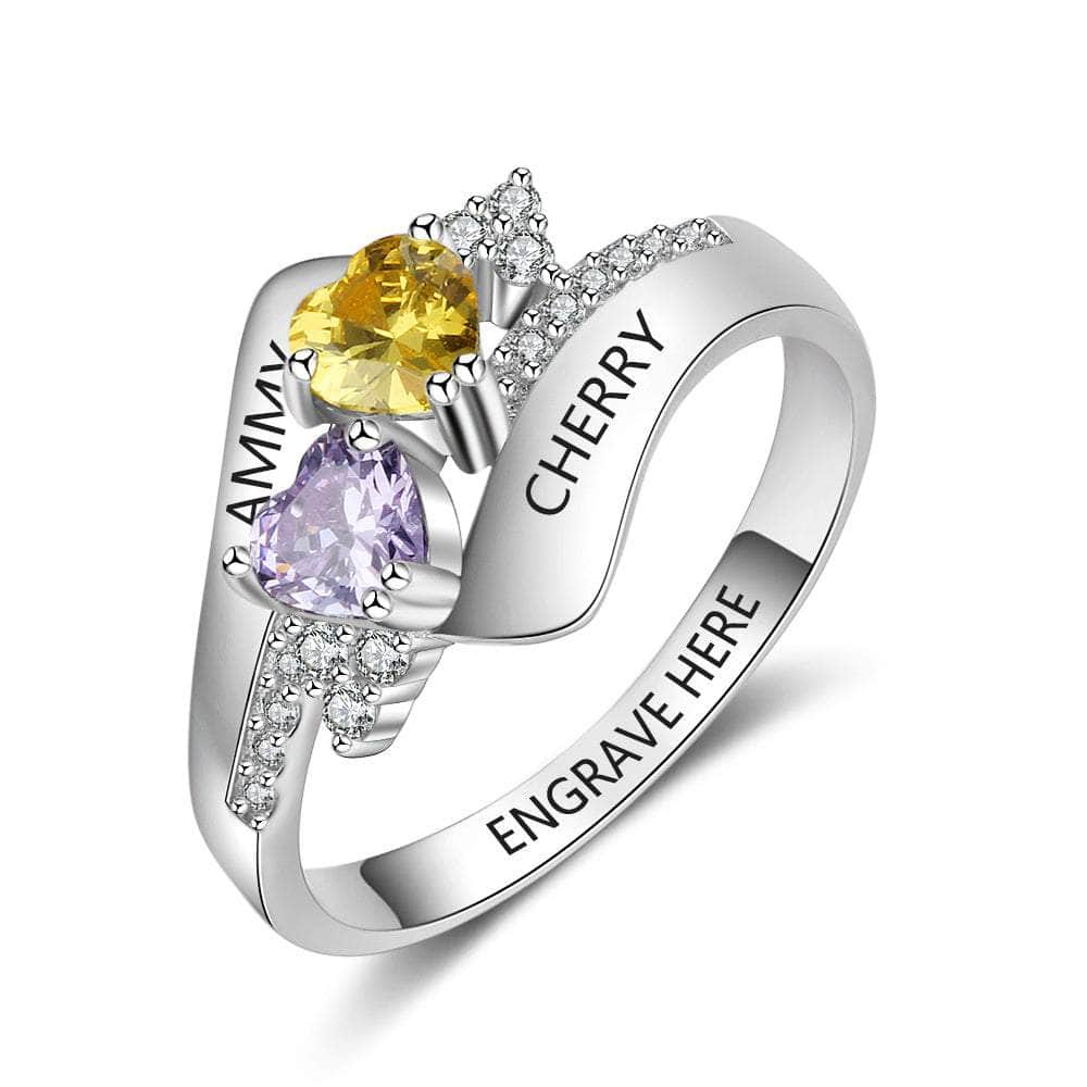 jewelaus Rings S925 Heart Birthstone Rings